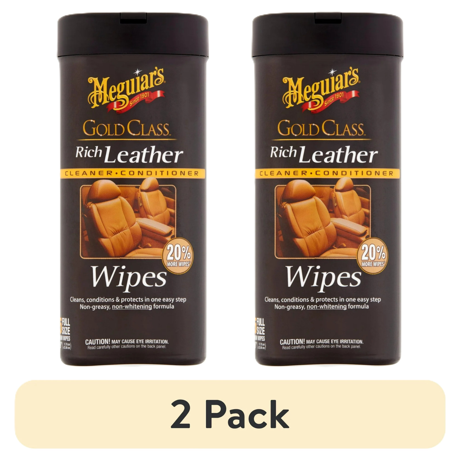 (2 pack) Meguiar’s GoldClass Rich Leather Cleaner & Conditioner Wipes, 30 Wipes