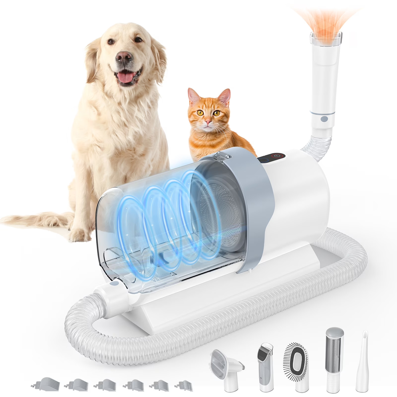 5-in-1 Pet Grooming Vacuum Kit, 2.5L Dust Cup, 3 Suction Modes, and 5 Profession