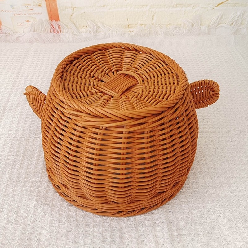 Compact Plastic Woven Look Organizers Bin For Fruits Vegetables And Toy