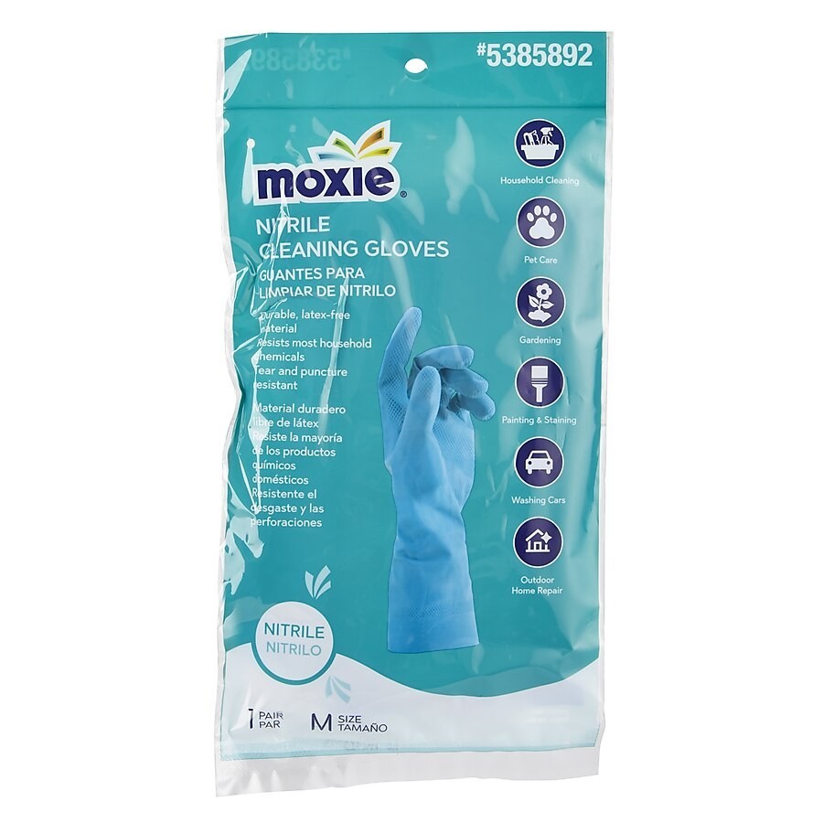 MOXIE Medium 2 -Count Embossed -Grip Nitrile Reusable cleaning gloves 1 -Pairs