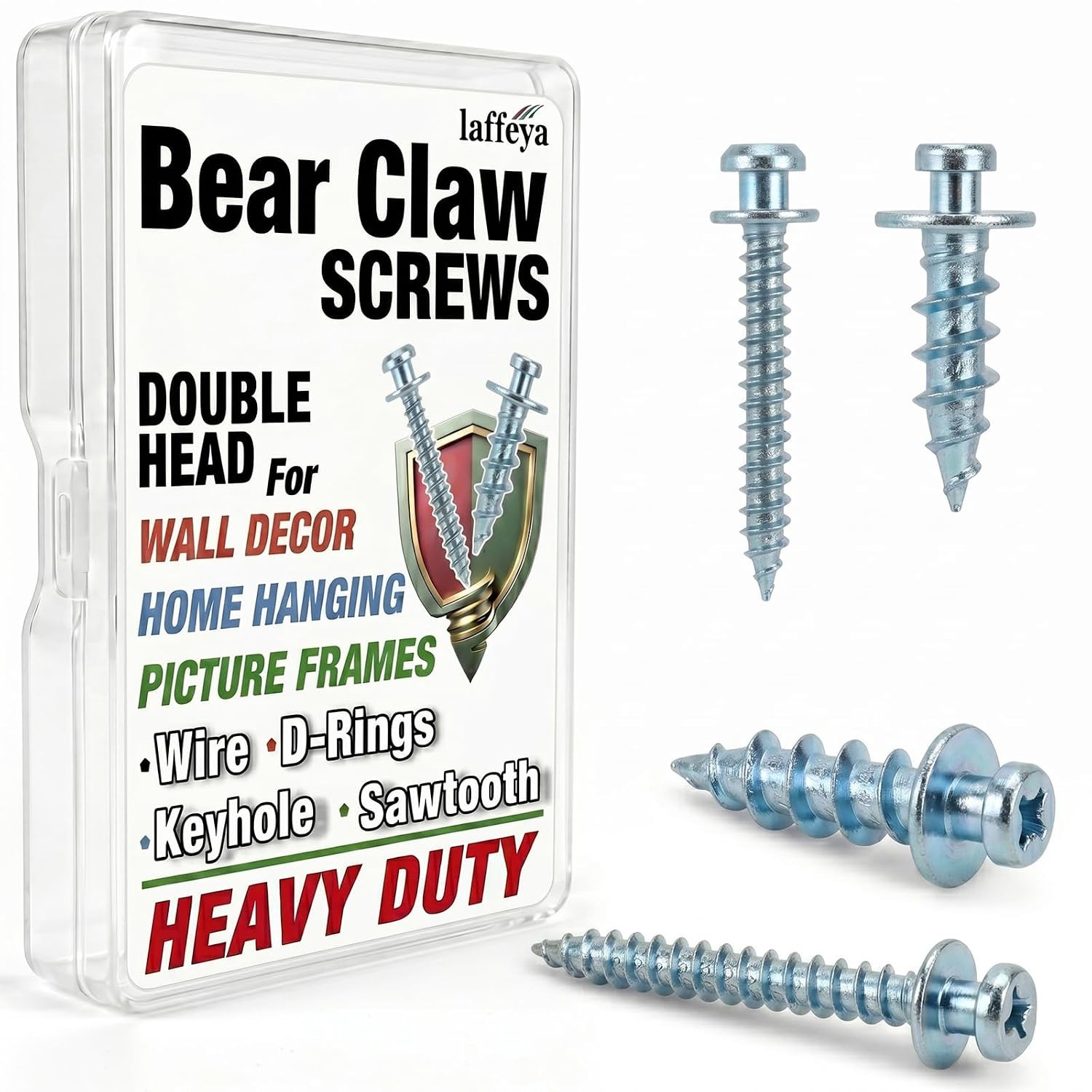 Double Headed Bear Claw Picture Hanging Screws Silver Sawtooth 0.8+1.1