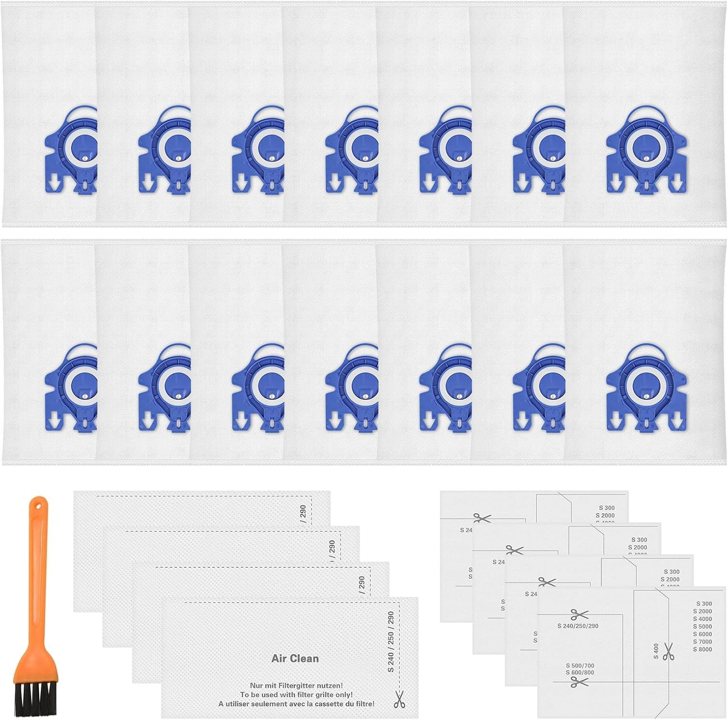 14 Pack 3D Airclean GN Vacuum Bags Compatible with Miele Classic C1 Complete C2