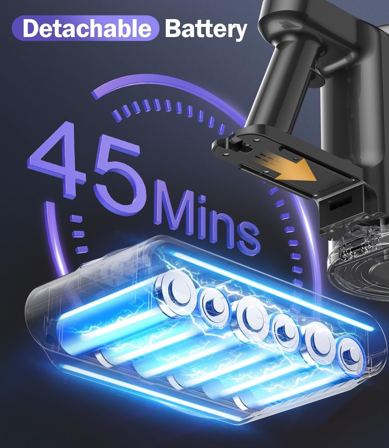 Cordless Vacuum Cleaner Battery Powered 45 Min Battery Life