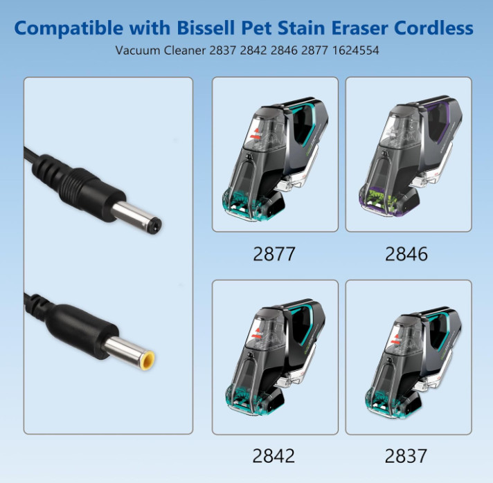 Charger for Bissell Pet Stain Eraser 2837 2842 2846 2877 Compatible with Bissell