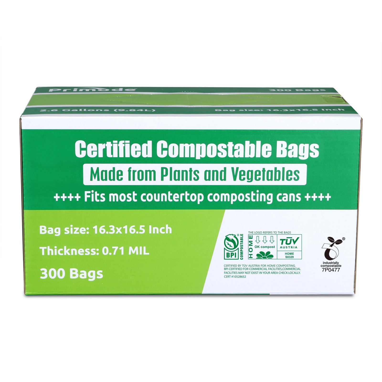 Compostable Bags, 2.6 Gallon Food Scraps Yard Waste Bags, 300 Count, Extra Th…