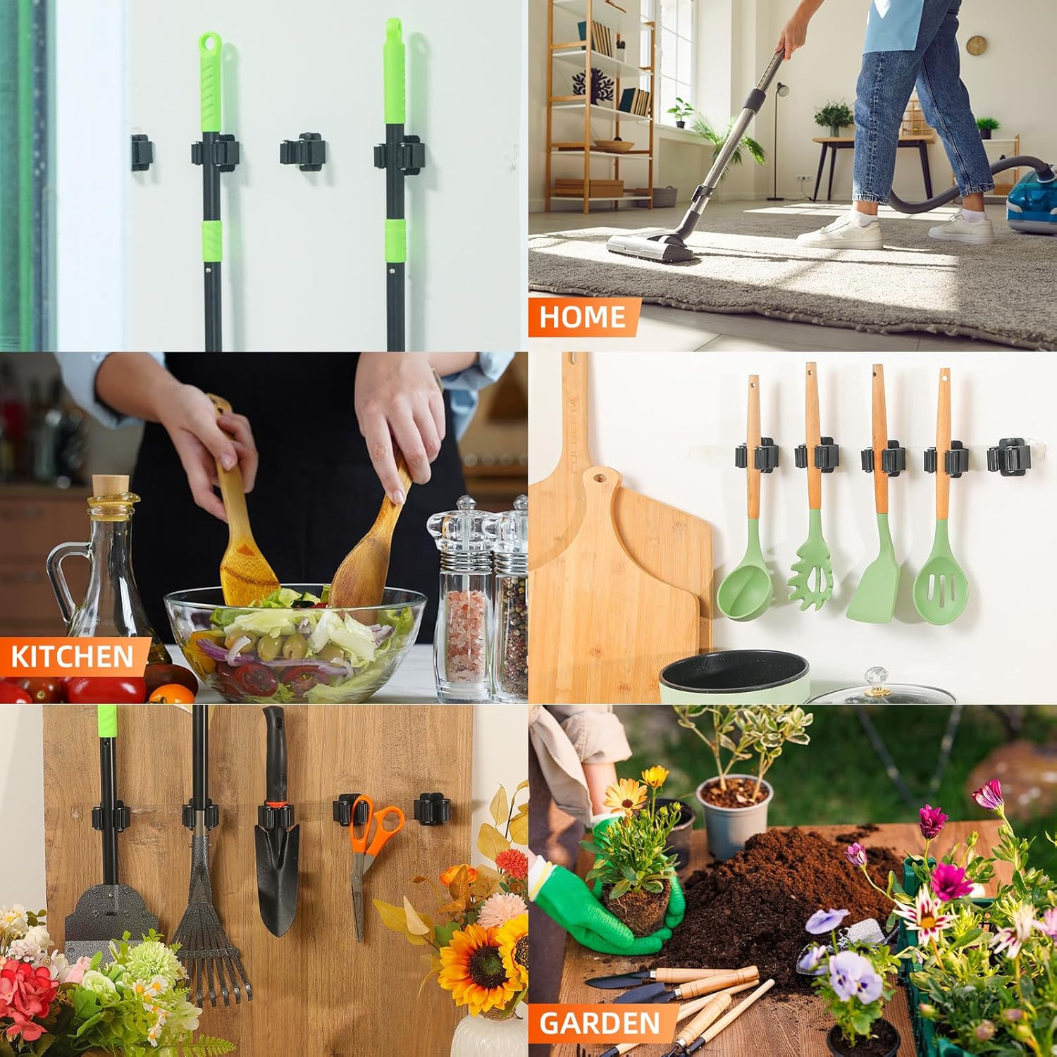 5 PCS Broom Holder Wall Mount Upgraded Heavy Duty Mop and Broom Holder Wall…
