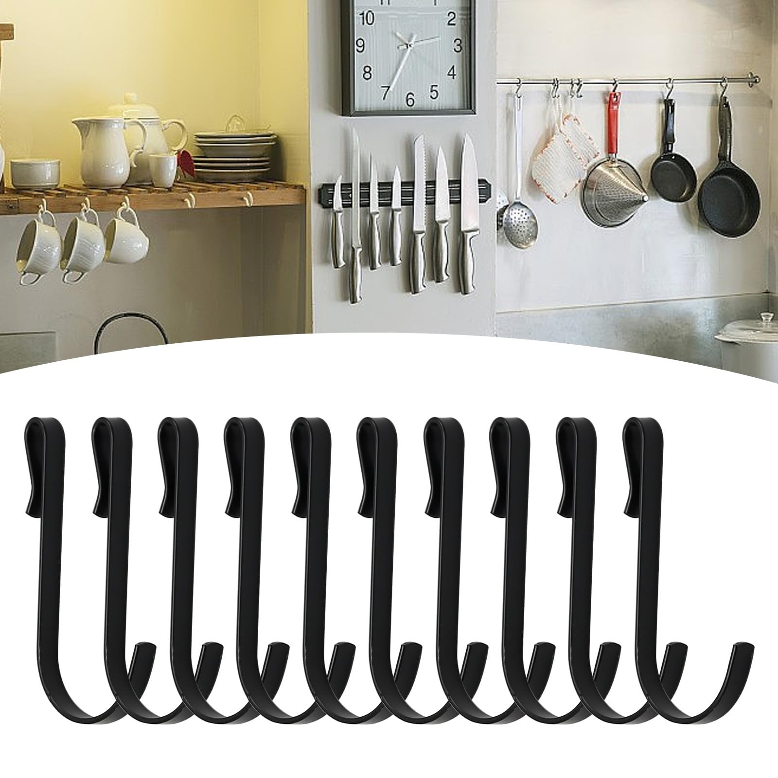 20 Pcs 1.1 inch S Shaped Hanging Hooks, Black Snap-On Hooks, Stainless Steel …