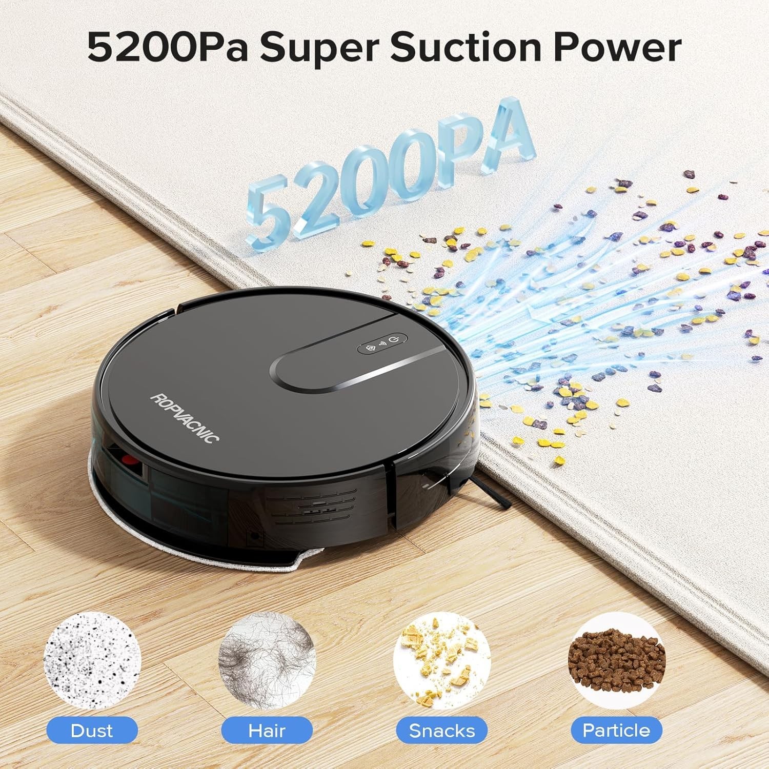 Vacuum and Mop Combo 5200Pa Suction Robotic Cleaner