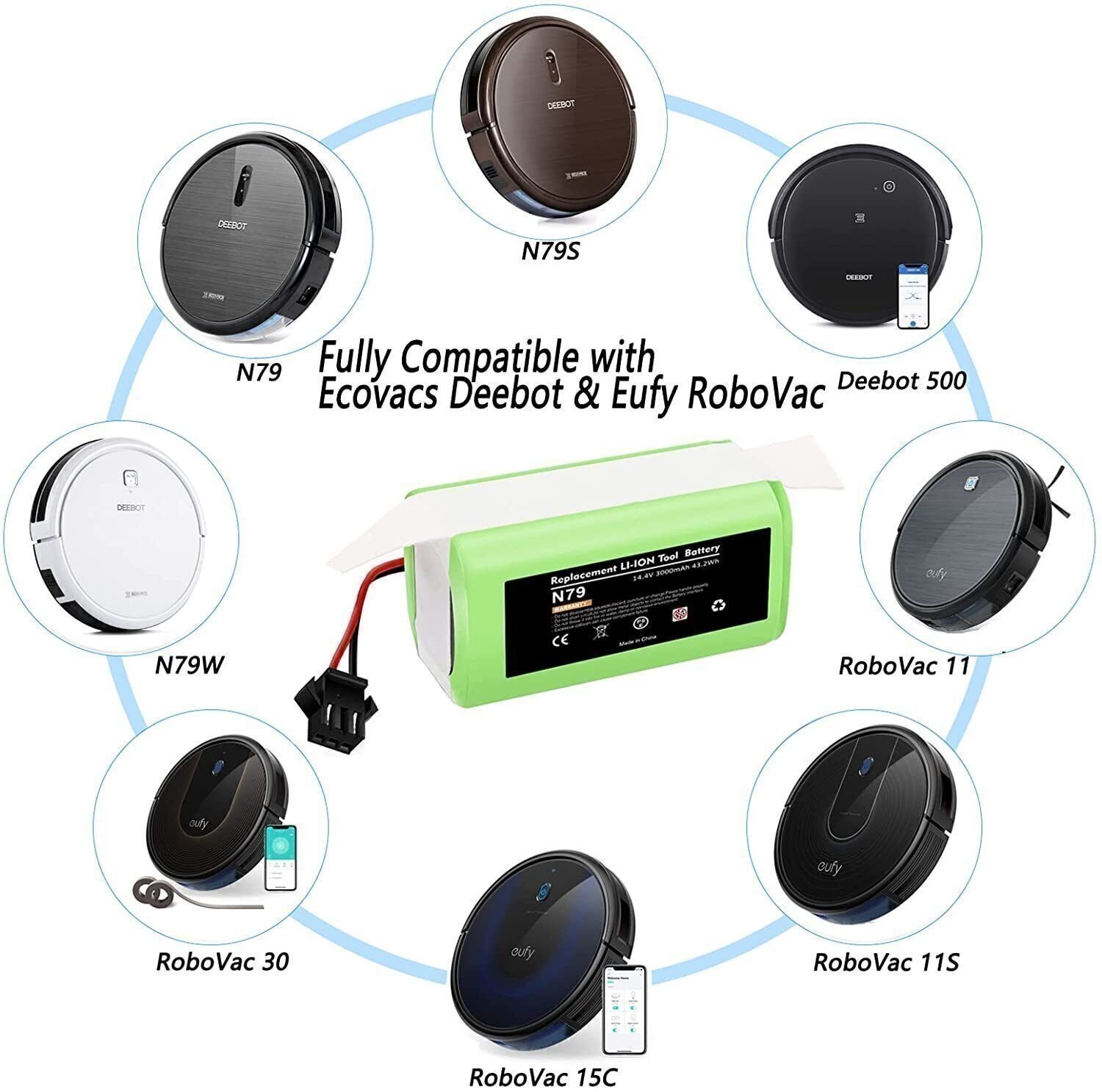 3Ah For Ecovacs Deebot Replacement Battery N79 N79S N79W 500 DN622 601 661 Eufy