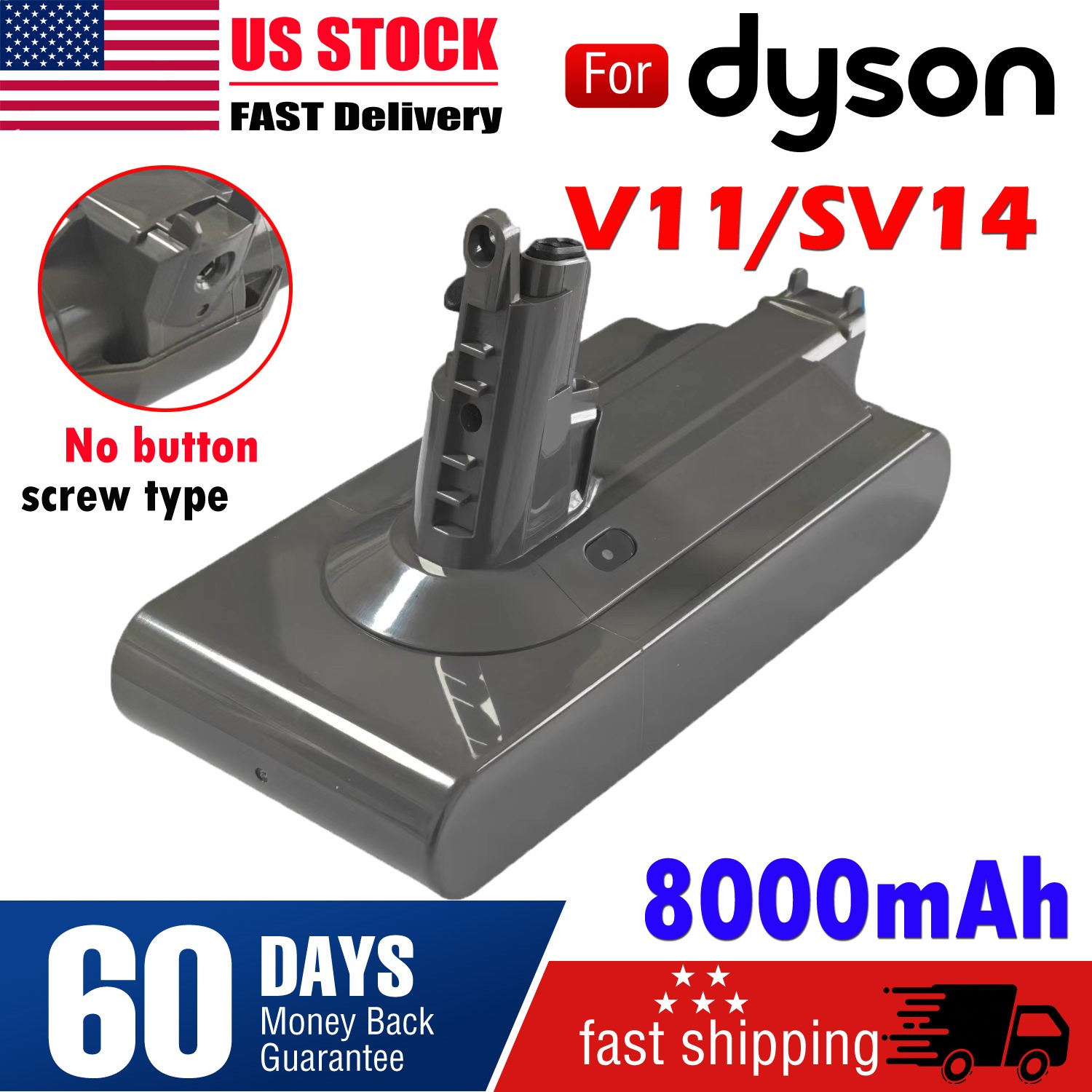 For Dyson Battery 970145-02 Screw in For V11 ( SV14) Models 8.0Ah