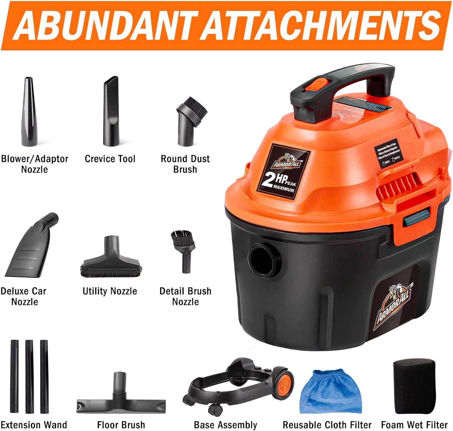 Armor All AA255W Wet/Dry Utility Vac 2.5 Gallon, 2.5-Gallon,120 Volts (AC)