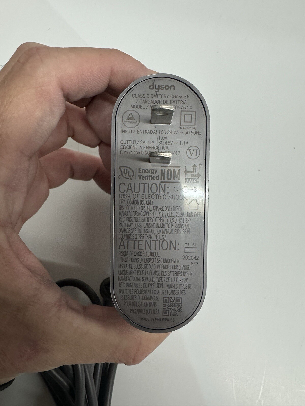GENUINE DYSON 205720-02 BATTERY CHARGER AC POWER SUPPLY CABLE REPLACEMENT