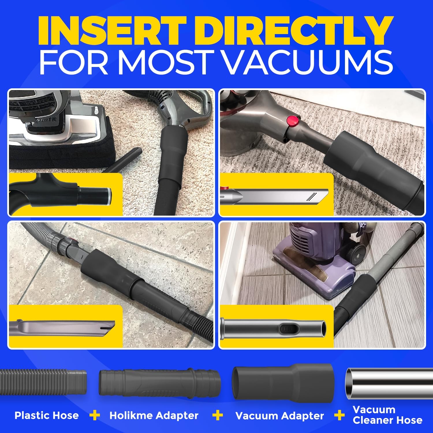 Holikme 2 Pieces Dryer Vent Cleaner Kit, Lint Vacuum Attachment Black