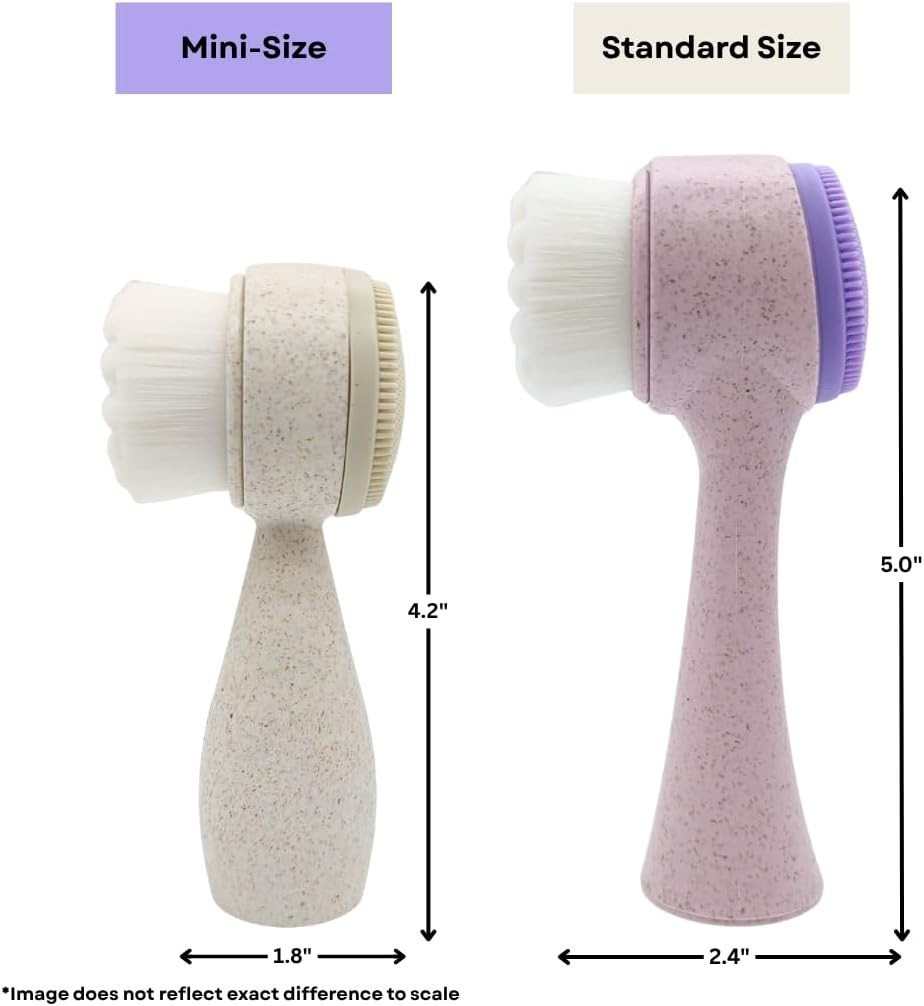 Lindo Eco Clean Face Brush (Light Purple) | Dual-Sided Manual, Exfoliating, Eco-