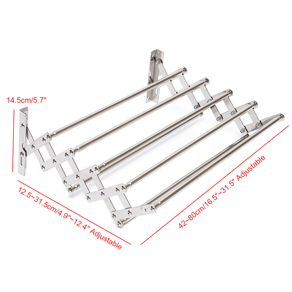 Wall Mounted Clothes Drying Rack Shelf Folding Dryer Hanger For Laundry Room