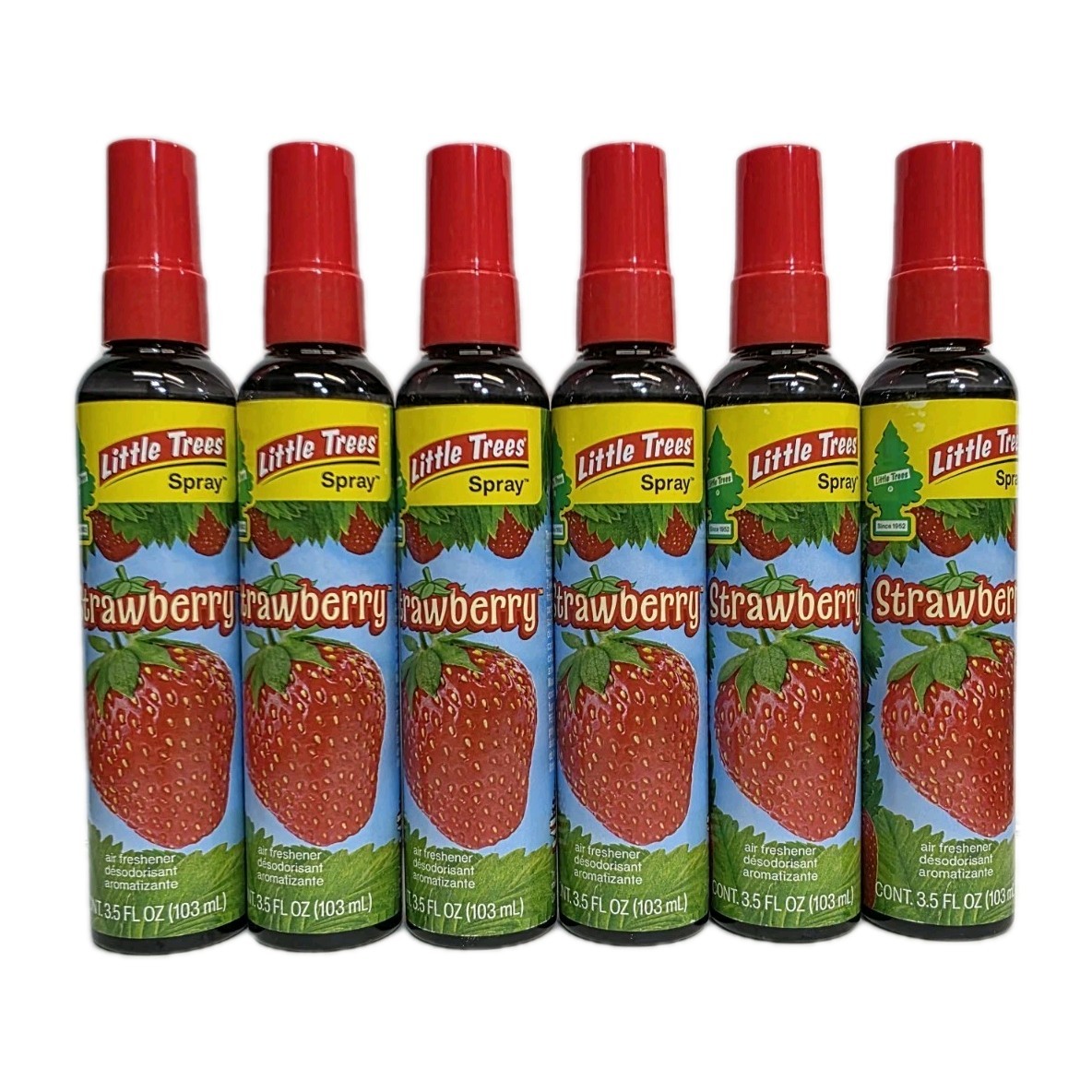 Little Trees 3.5oz Pump Spray Car, Home, Office Air Freshener, Strawberry 6 Pack