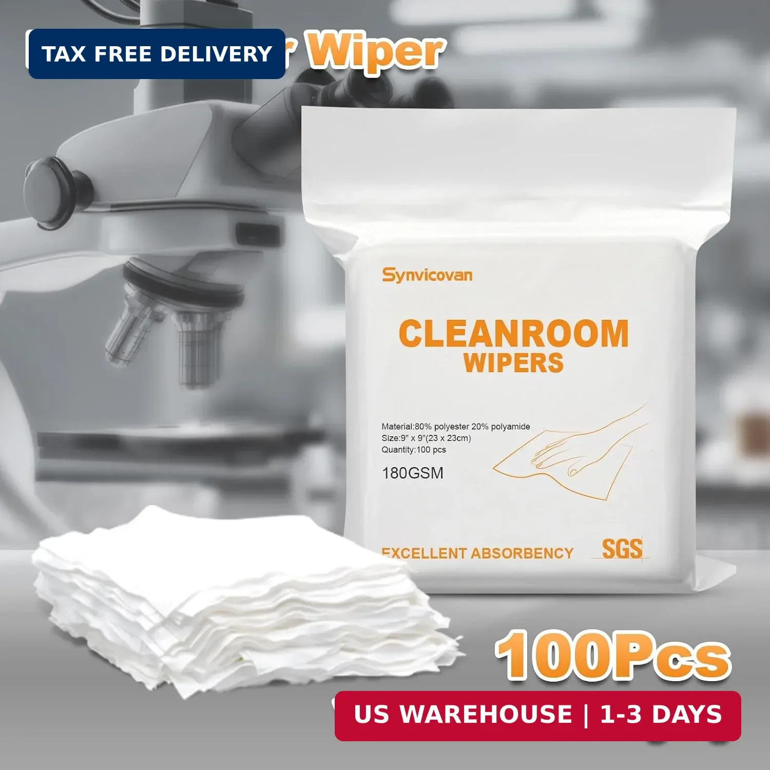 Microfiber Cloths 9″x9″(100 Pcs,180GSM) | Superfine Lint Free Cloths,Cleaning an