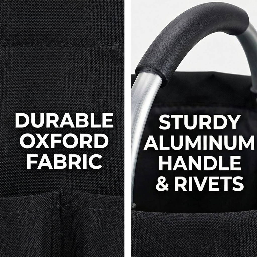 Cleaning Caddy Organizer Bag with Handle Waterproof Oxford Cloth Storage Black
