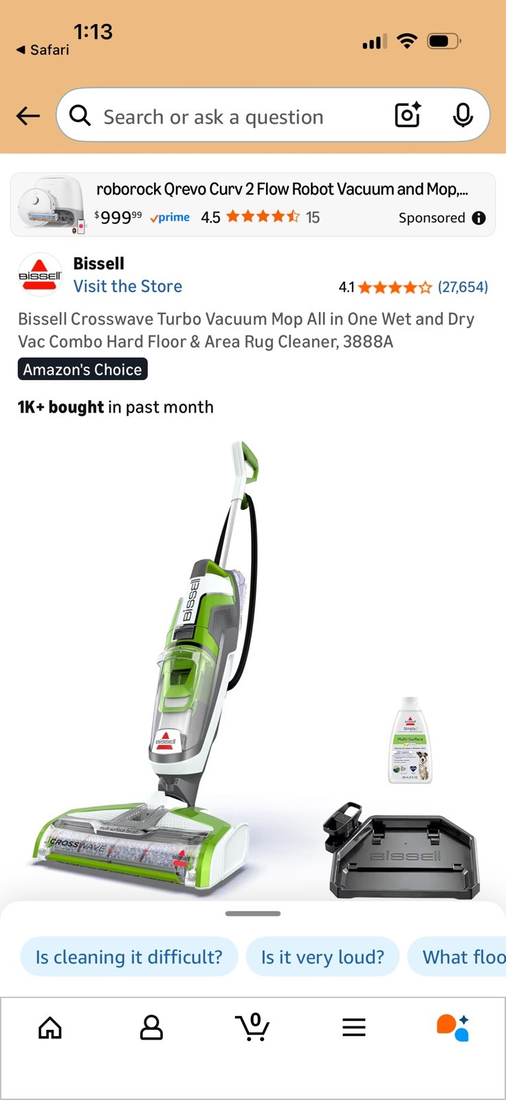 BISSELL CrossWave 1785P All-in-One Wet Dry Vaccum Cleaner.