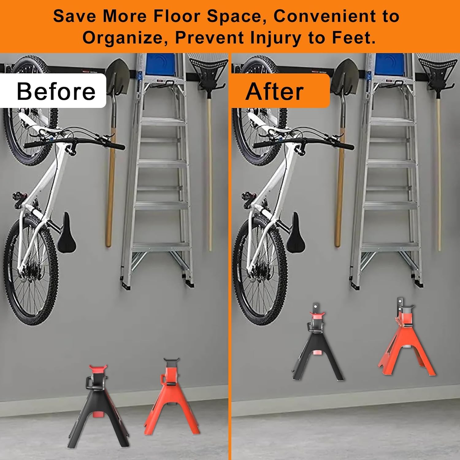 6 Pack Jack Stands Wall Mount Organizer, Car Jack Stand Wall Hooks for Hang