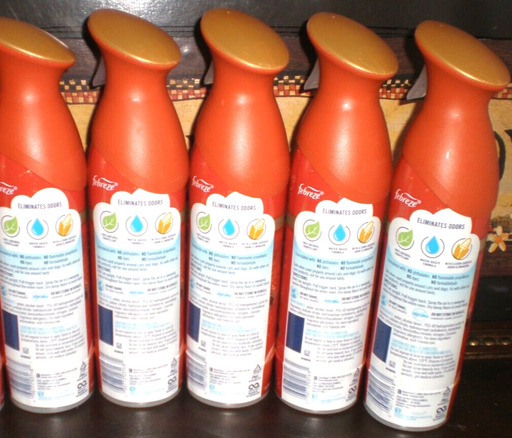 (5) FEBREZE Air Room Freshener Sprays PUMPKIN PATCH 8.8 Oz each Spray Bottle