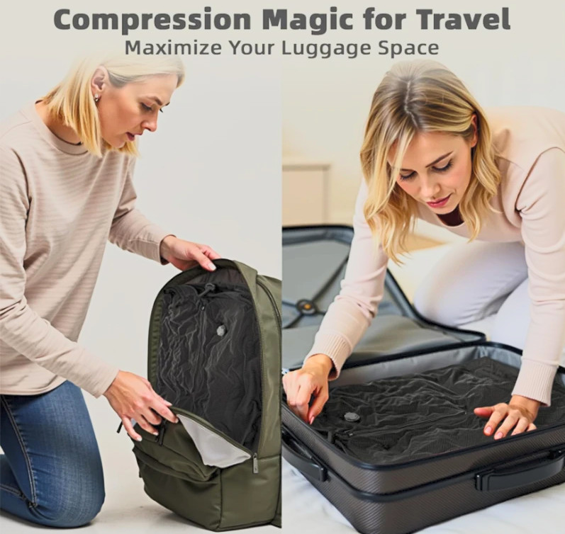 Vacuum Compression Travel Bag with Electric Air Pump Waterproof Storage Bag