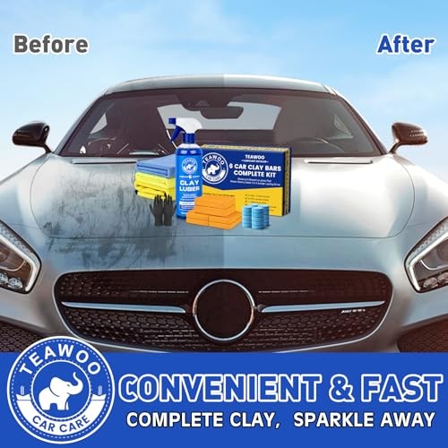 TEAWOO Clay Bars Kit, 6 Clay Bars & 20 PCS Lubricant Tablets, Complete 6 count