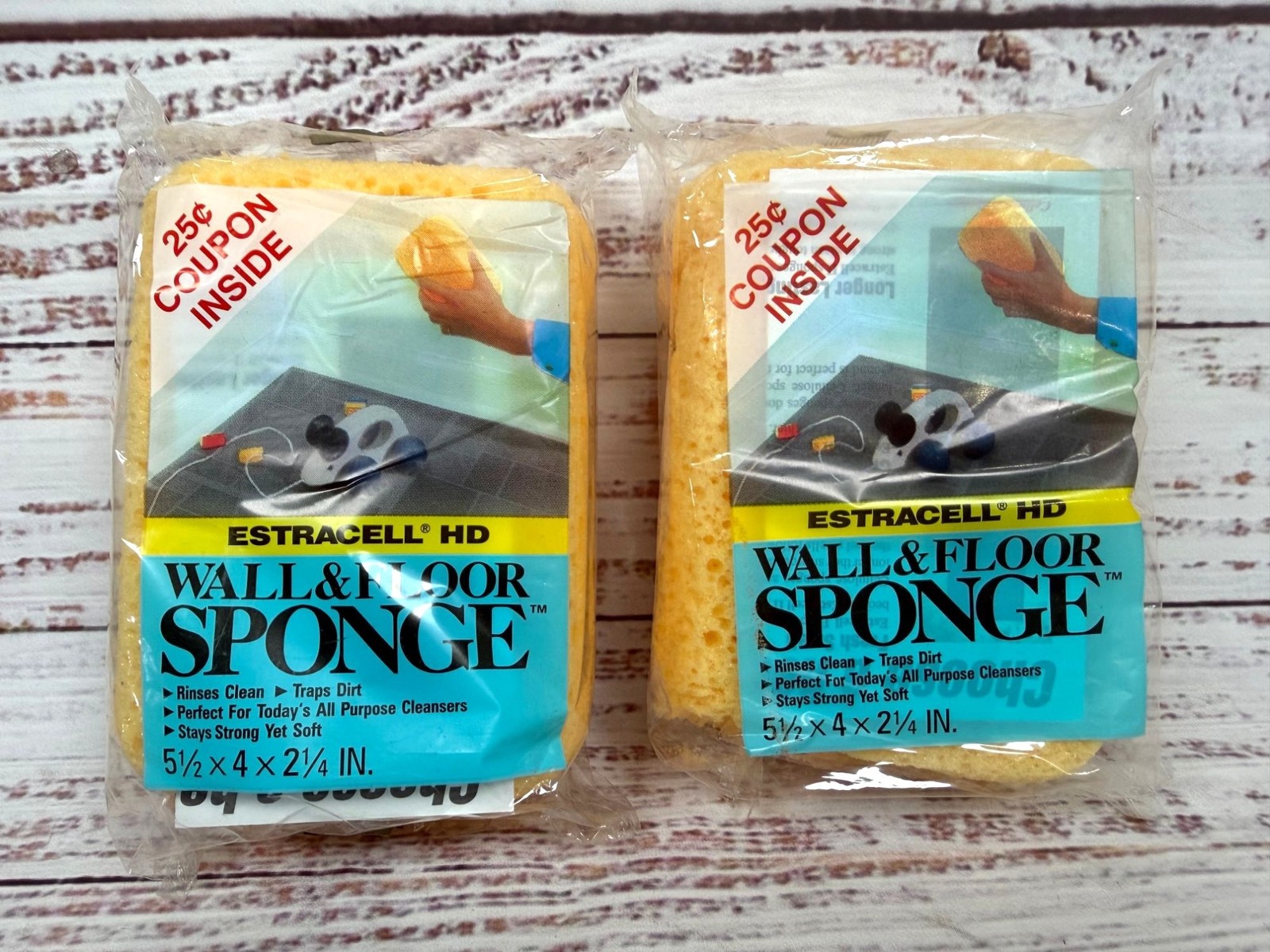 Vintage 90s Armaly Estracell Wall & Floor Sponge 5.5″ Made In USA Lot 2 New