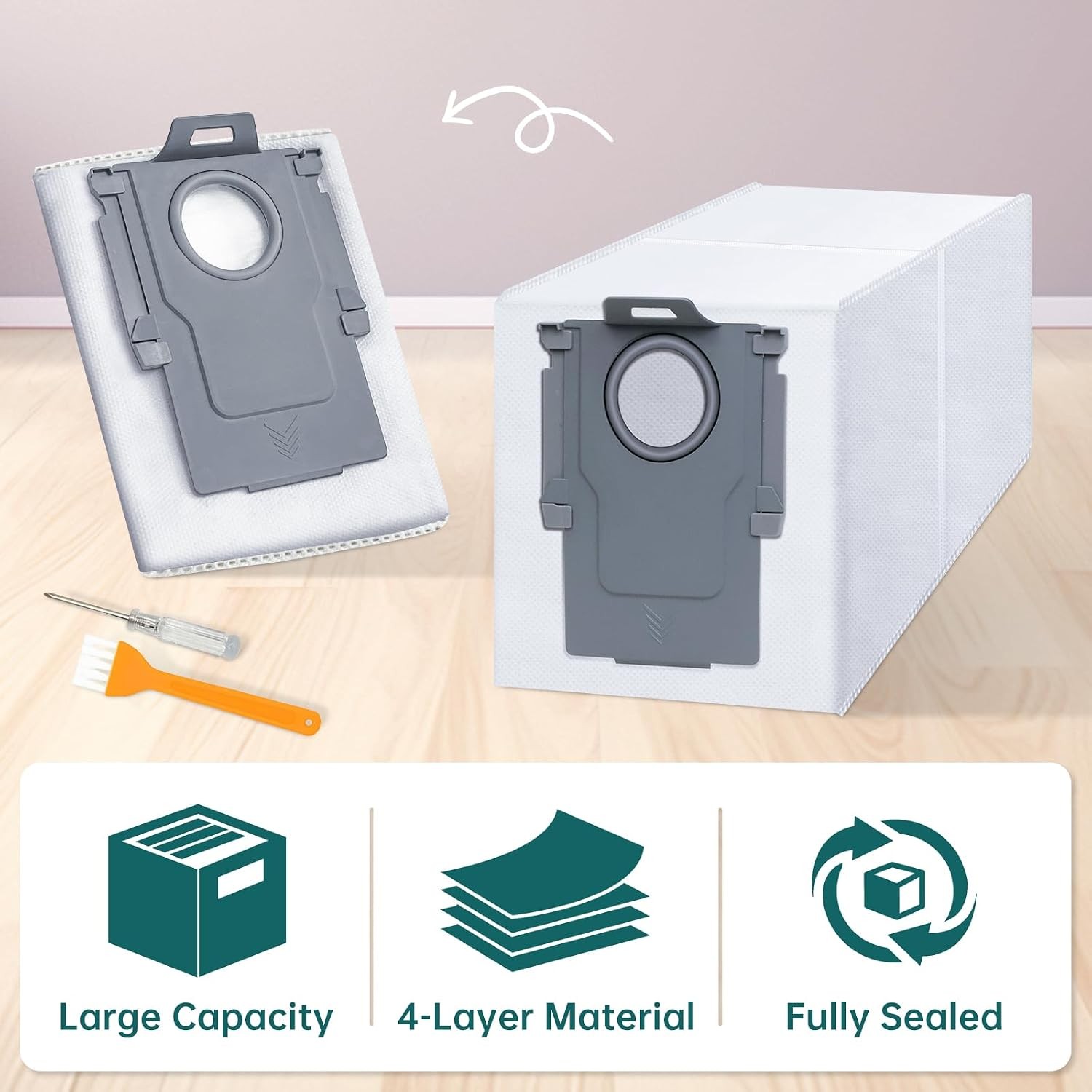 14 Pack Dust Bag Replacement Compatible for Roborock S8 MaxV Ultra Q Revo Qrevo