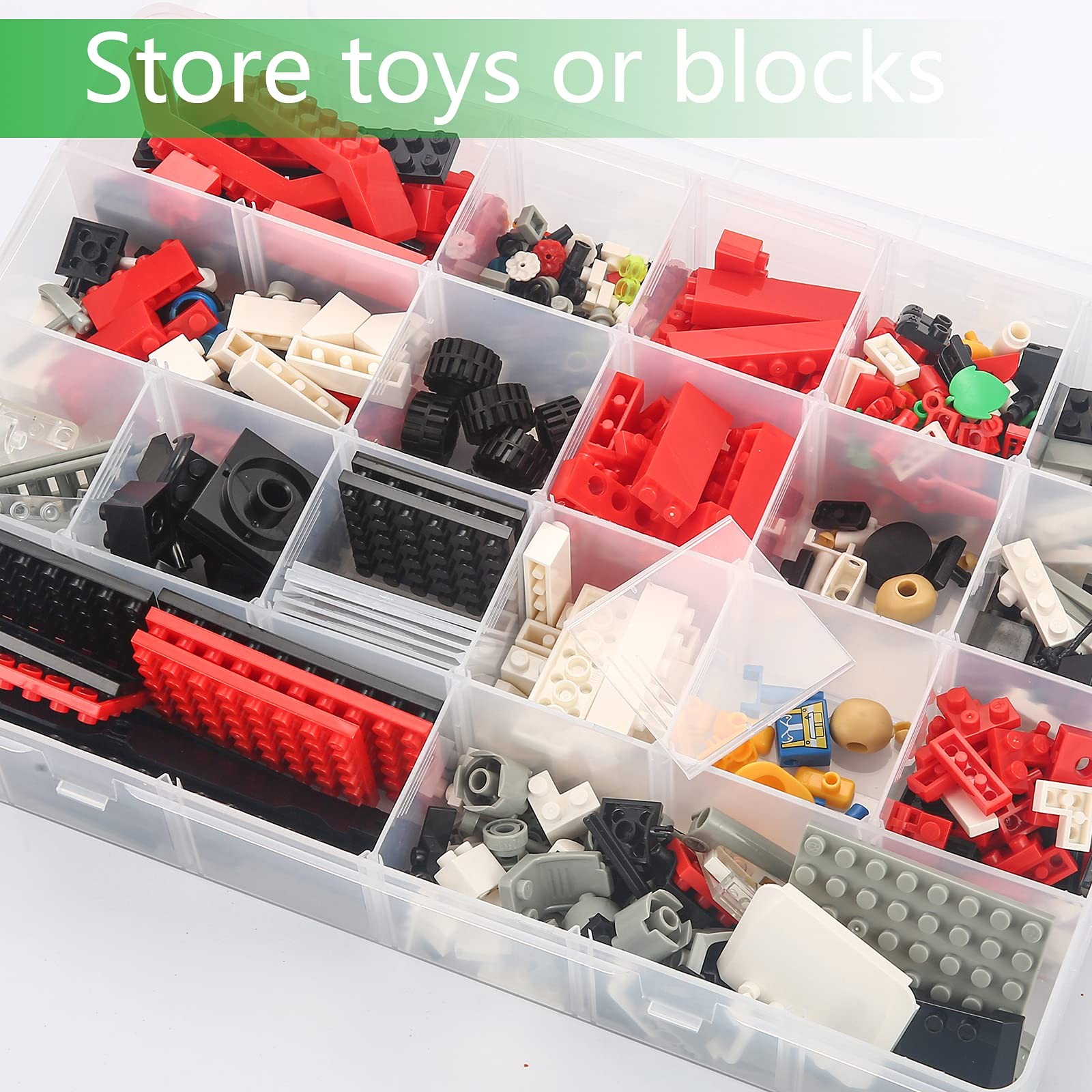 Gbivbe Large 24 Grids Plastic Organizer Box 14×9.3×2.4 inches, Clear-1