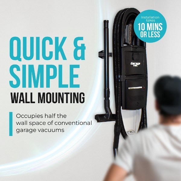 GarageVac by InterVac Design–Wall Mounted Garage Vacuum with Tools- DEMO UNIT