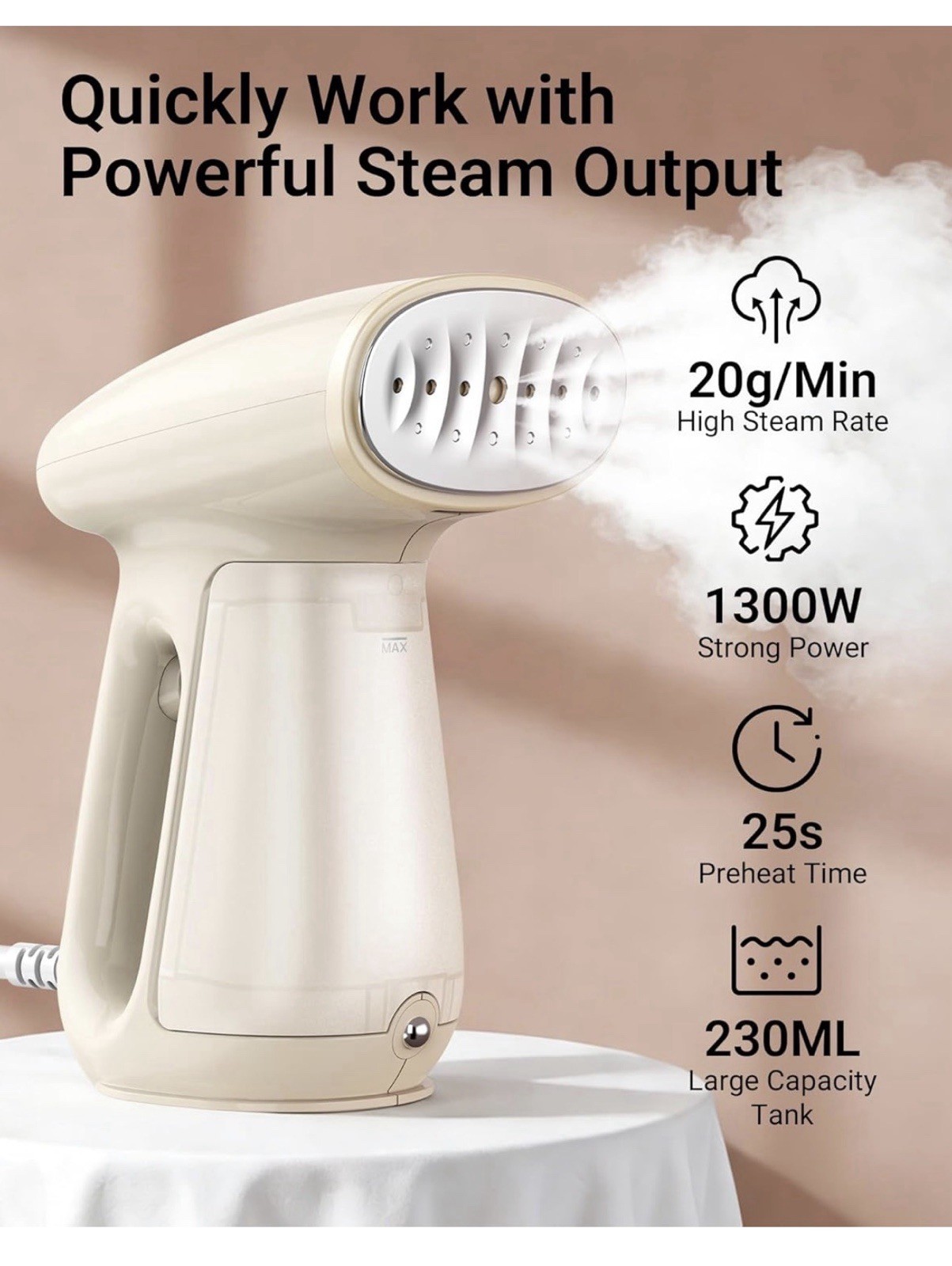 Bear Steamer for Clothes, Handheld Clothes Steamer,1300W Strong Power Garment St