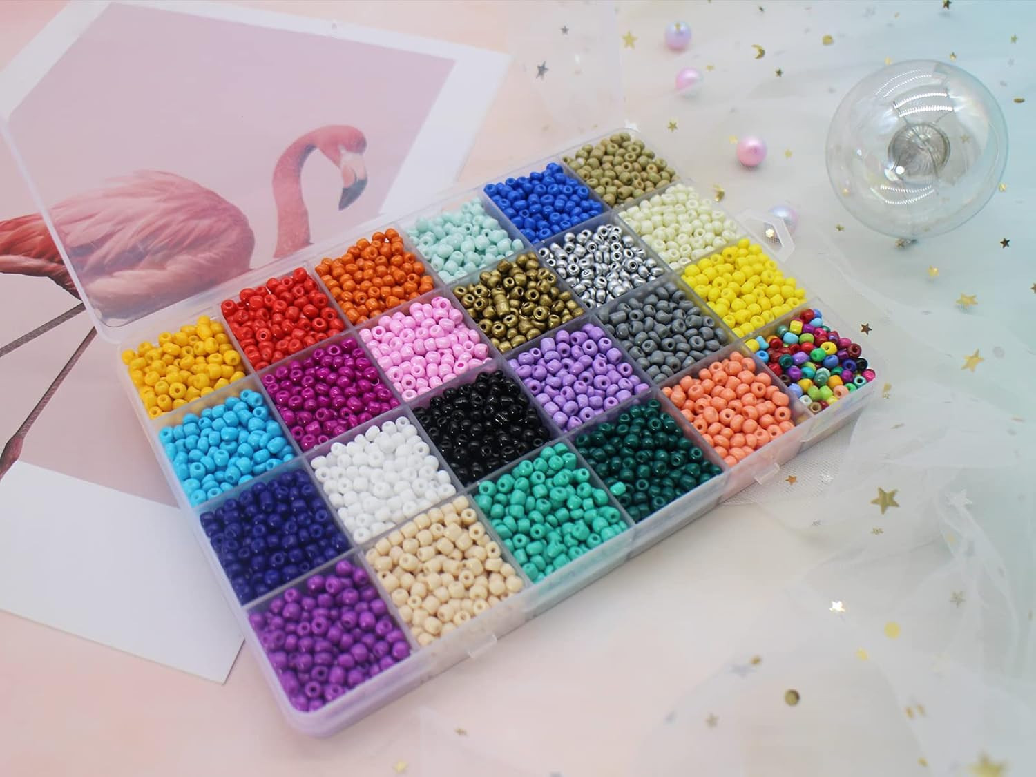 4packs Plastic Organizer Box 24 Grids Clear Storage Container Jewelry Box with F