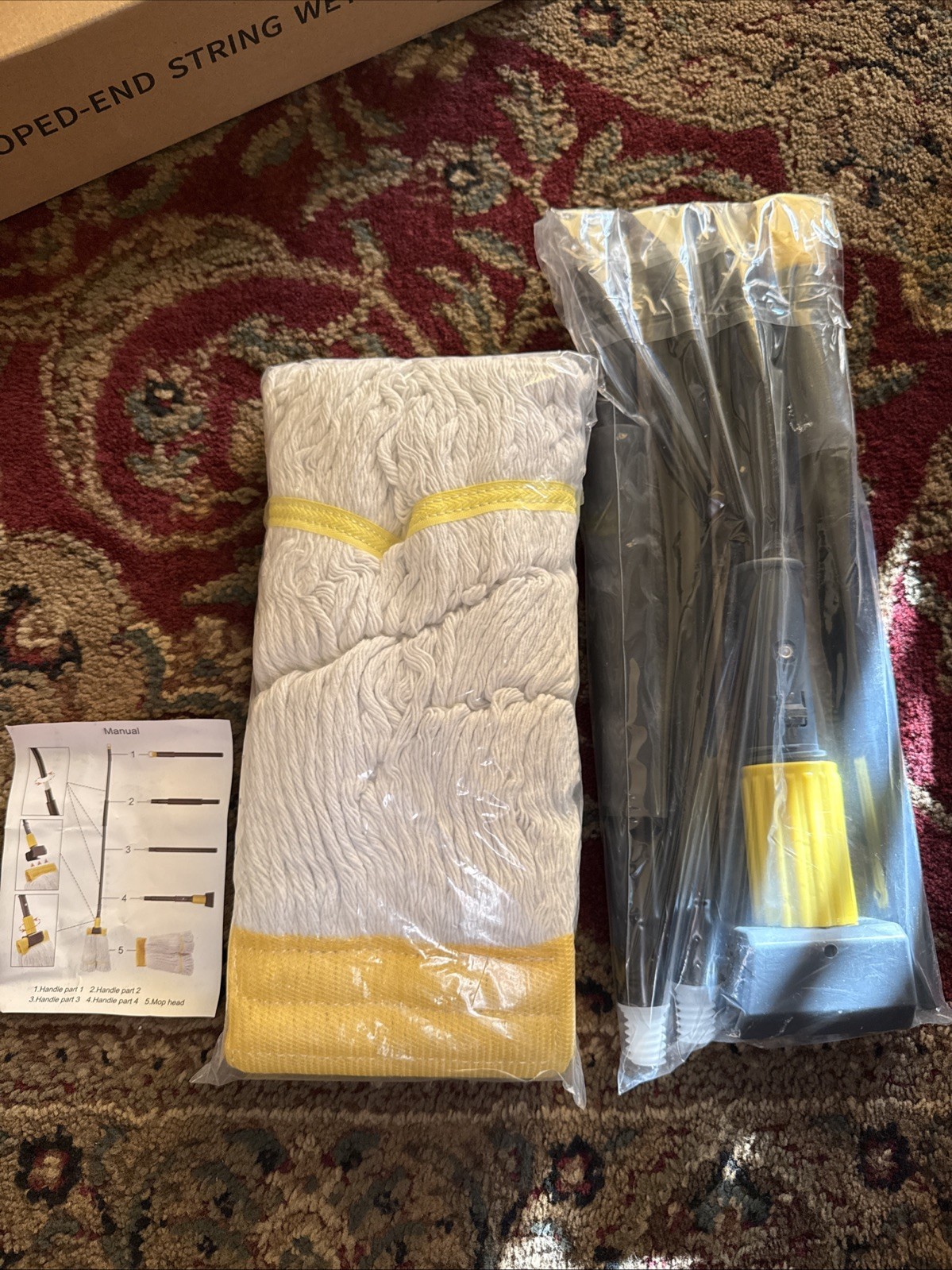 Commercial Heavy Duty Wet String Mop 60″ Handle Cotton Floor Cleaning Mop