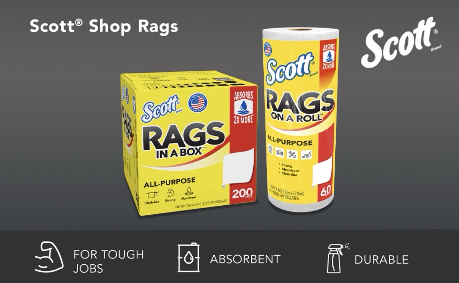 Scott® Rags On A Roll™ All-Purpose Towels ~ 12 Rolls 720 Total Sheets ~ 11”x9.4”