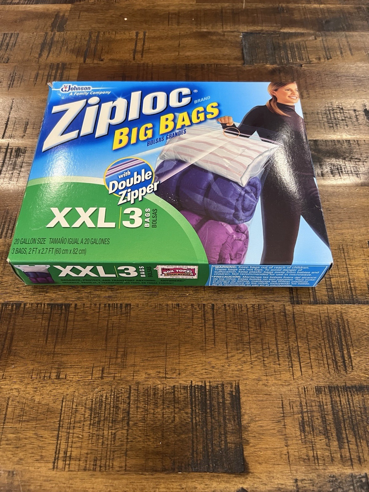 New Ziploc Big Bags Heavy Duty XXL 3 Bags 2′ x 2.7′ Double Zipper Discontinued
