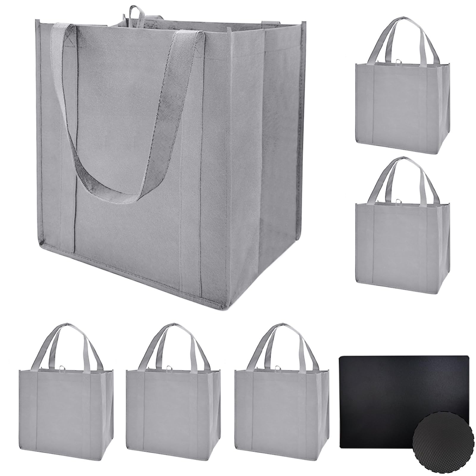 6 PCS Reusable Grocery Bag Reinforced Handle Thick Bottom Board 45lb Large