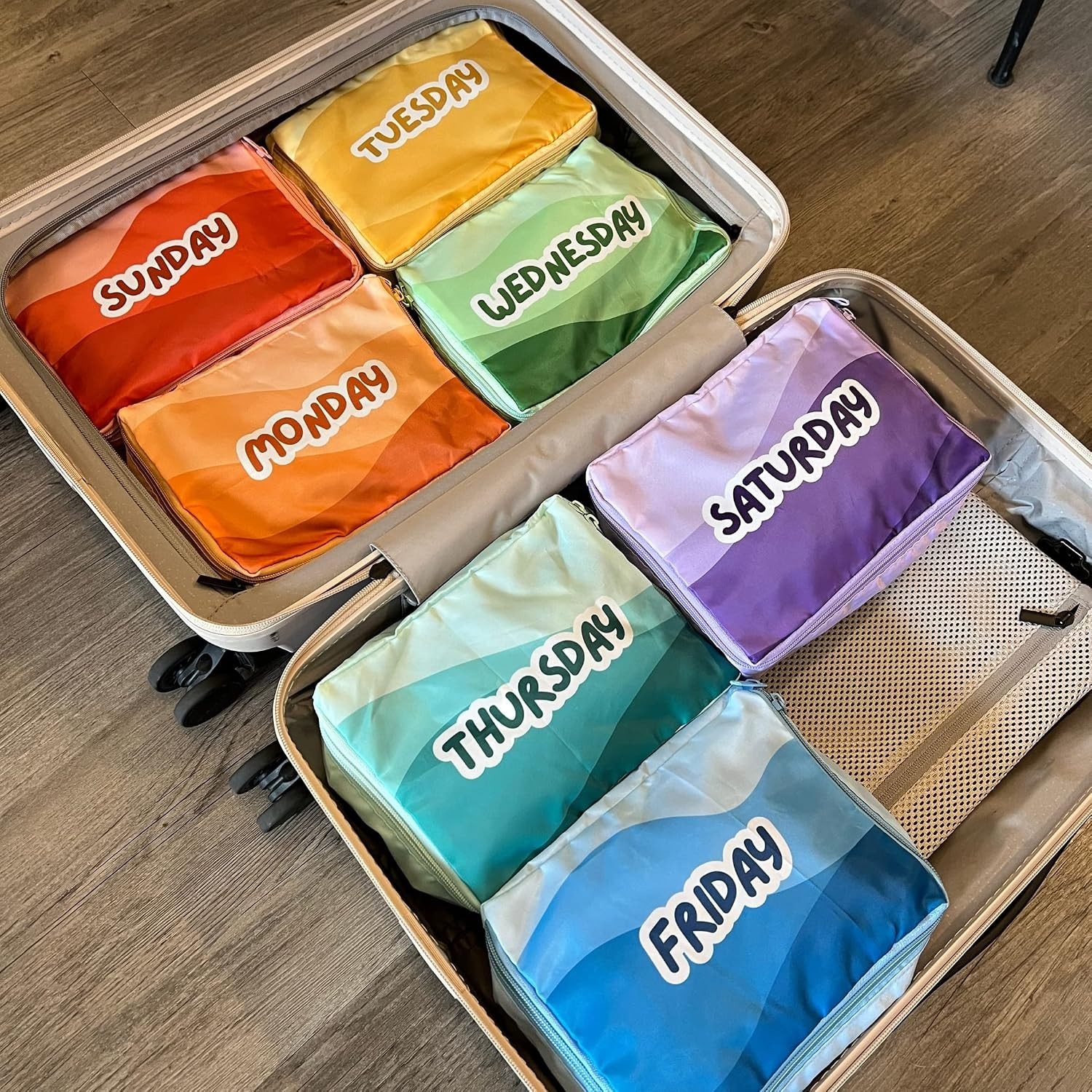 Packing Cubes for Kids & Baby Days of the Week 7 Set Daily Outfit Suitcase Or…