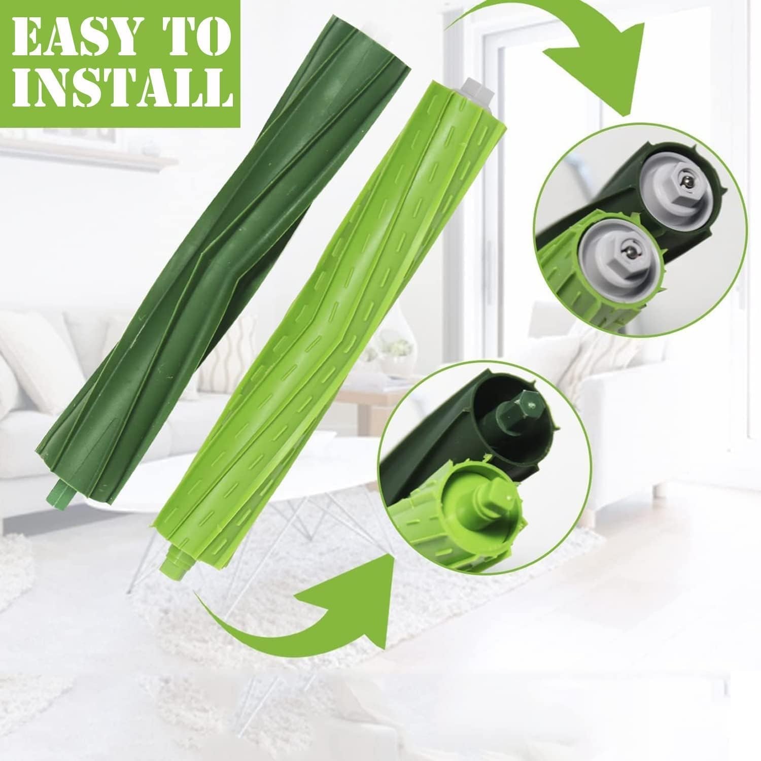 2 Set Rubber Roller Brush Replacement Accessories for iRobot Roomba i7 i7 j7 j7