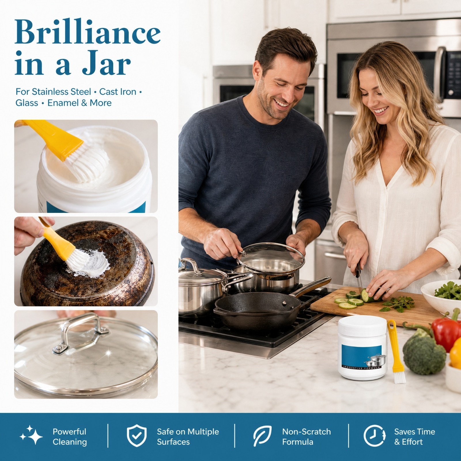 260g Cookware Burnt Stain Cleaning Paste, Multi-Use Pan Bottom Cleaner