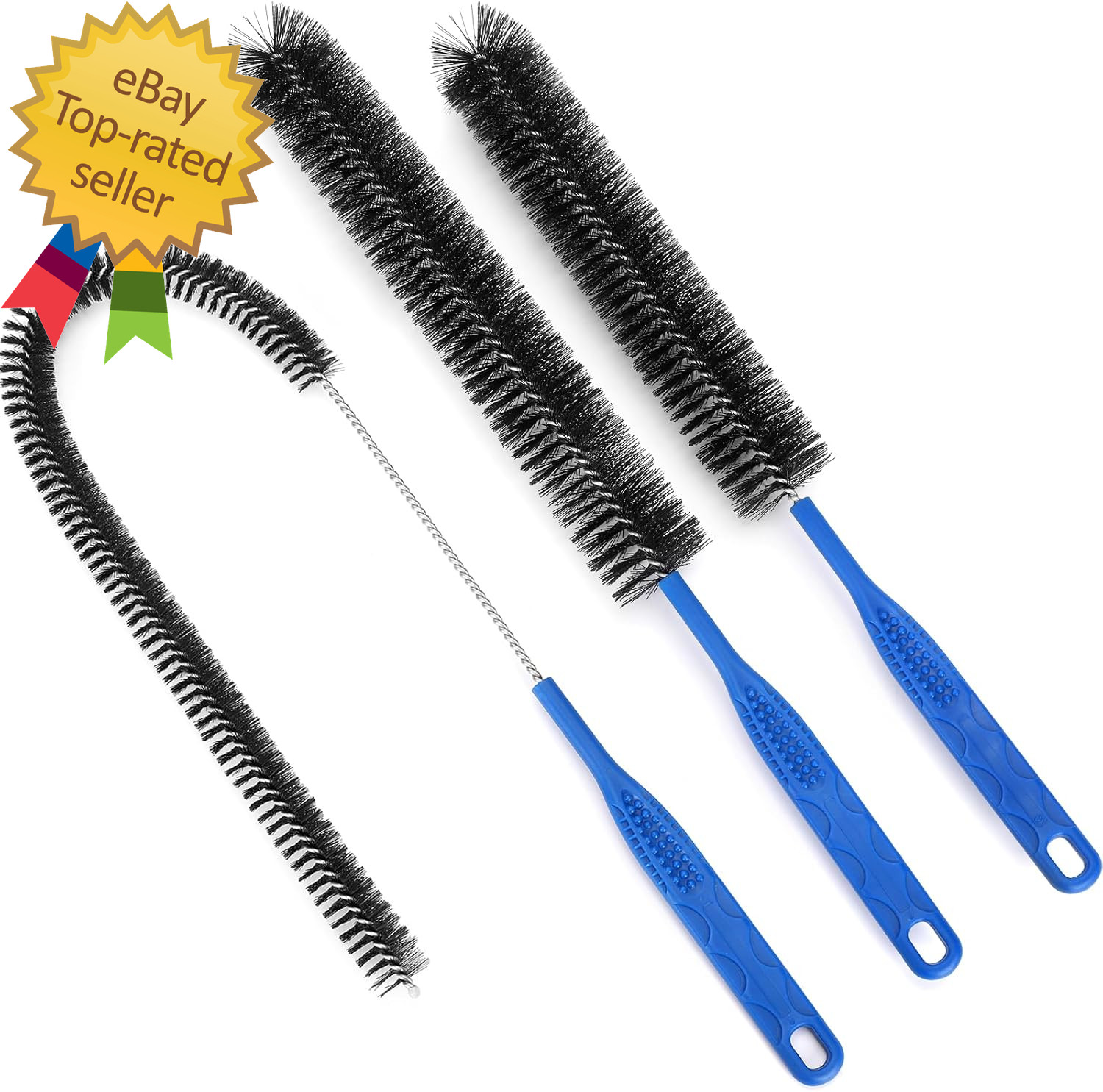 3PCS Drain Brush Set with Refrigerator Coil Cleaning Brush, Multi-Use Drain Clea