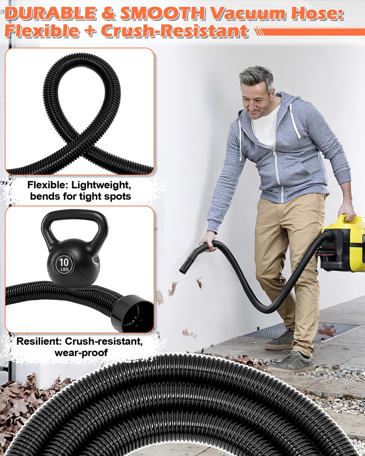 Hose Replacement for Shop Vacuums and Blowers 2.25 in x 10 ft