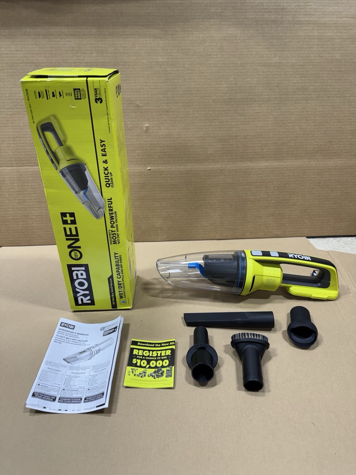 Ryobi ONE+ 18V Cordless Wet/Dry Hand Vacuum – Green (PCL702B) E12