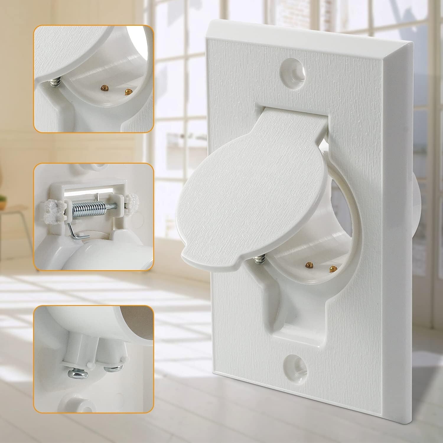 Central Vacuum Inlet-WHITE-Round Door Central Vacuum – High Quality!
