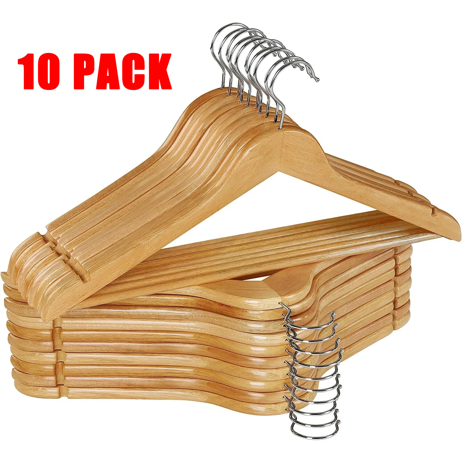 Wooden Hangers Pack of 10 20 & 30 Suit Hangers Premium Natural Finish Home Us