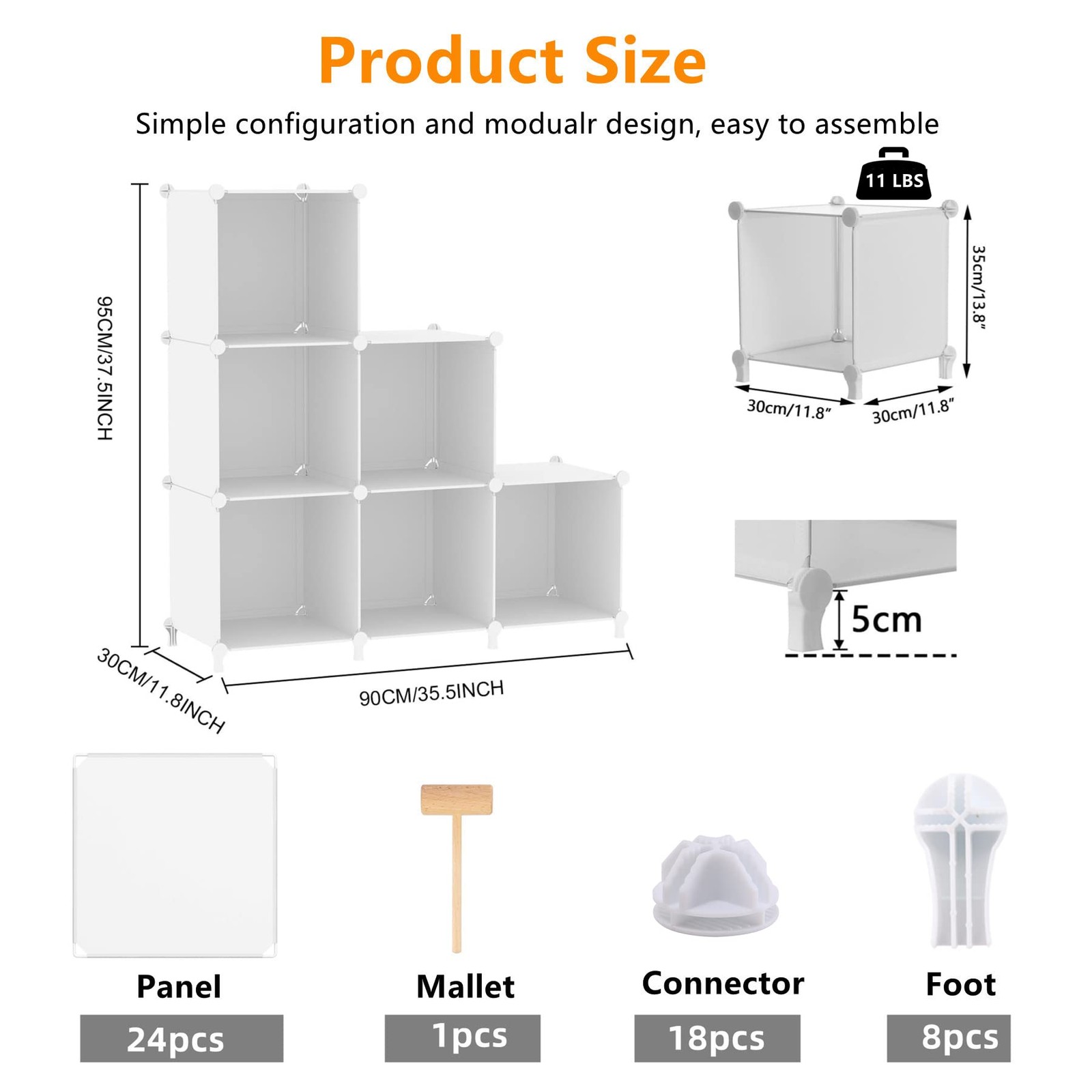 AWTATOS Closet Organizers and Storage, 6 Cube Storage 6 Cube, White