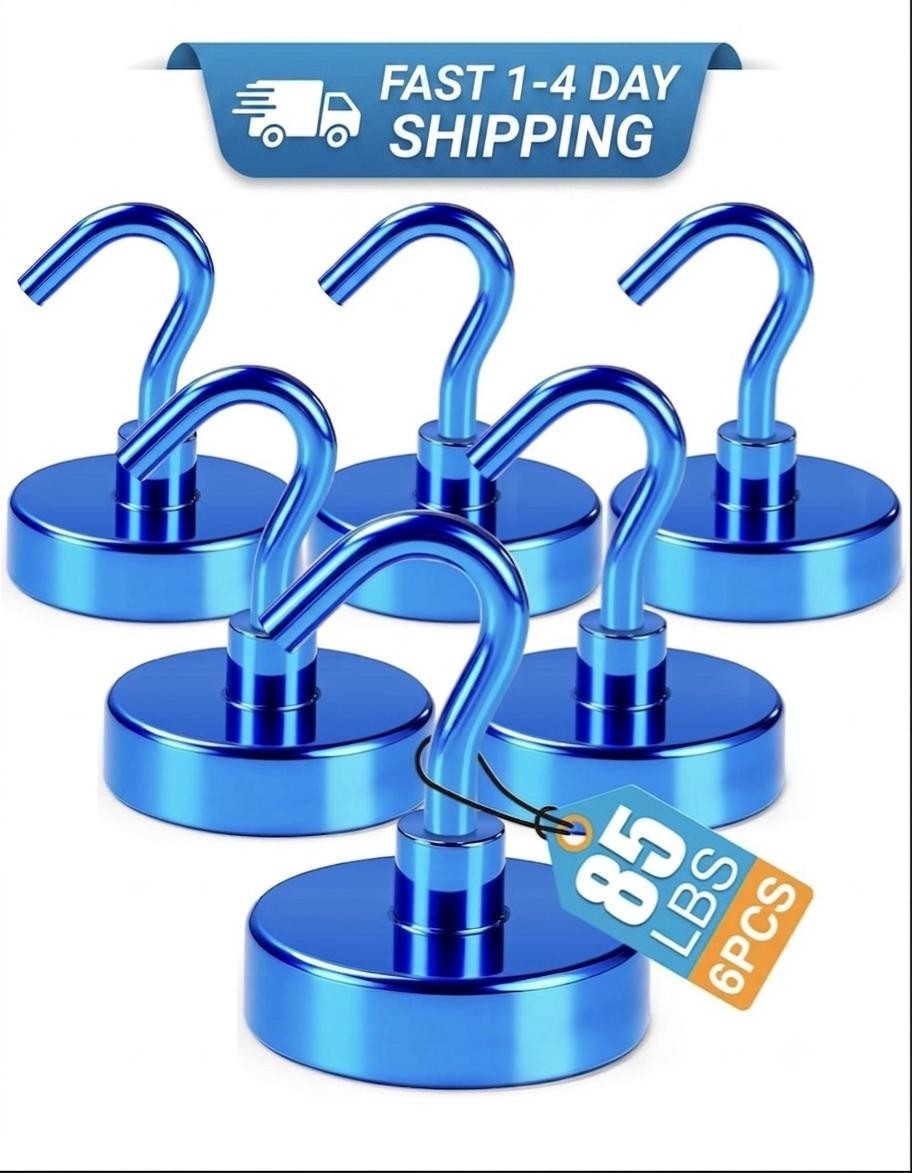 6 Pack 85LB Magnetic Hooks, Strong Cabin Ship Essentials Hook Heavy Duty Refrige