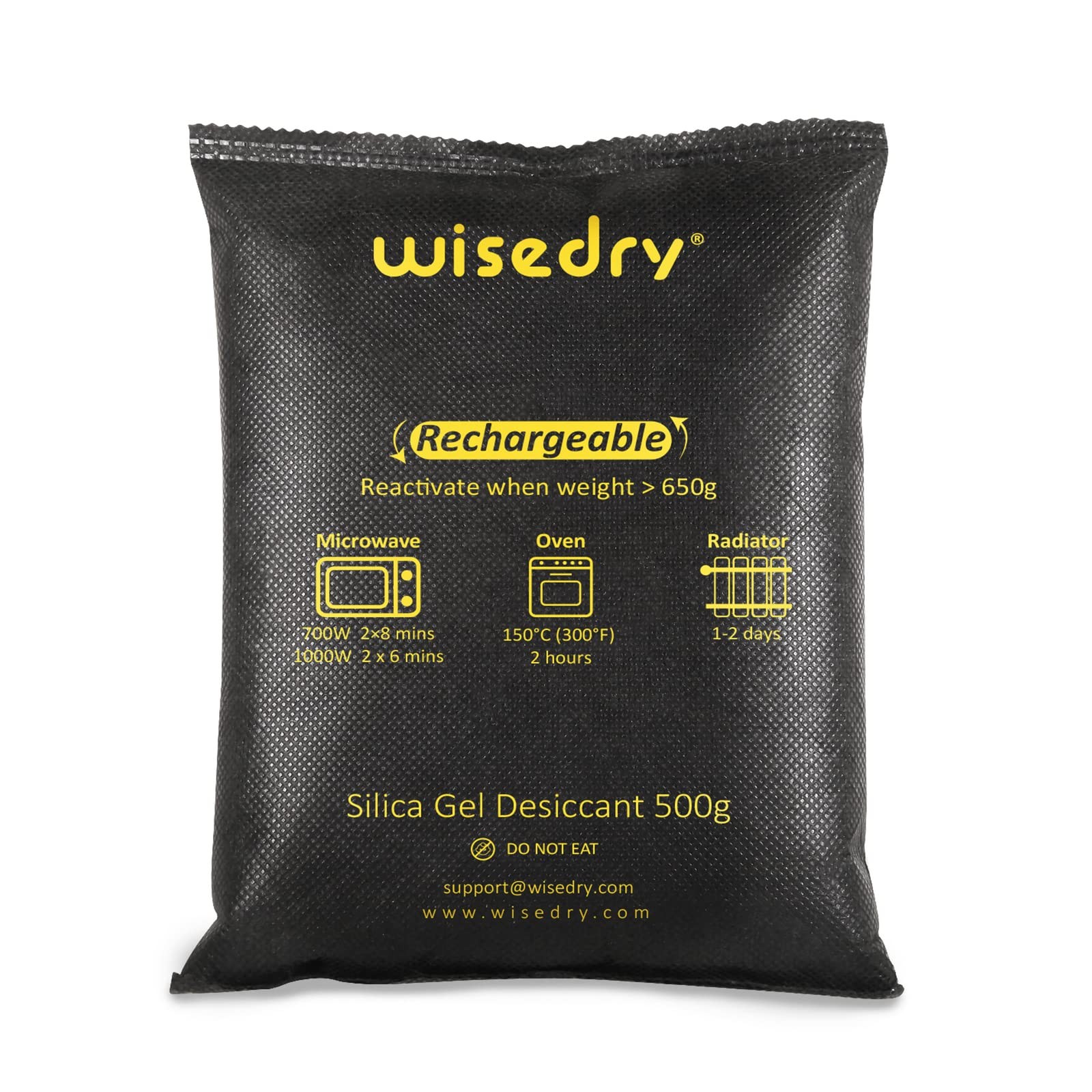 wisedry 2 x 500 Gram [2.2 lbs] Rechargeable Silica Gel Car 500 Gram, Black