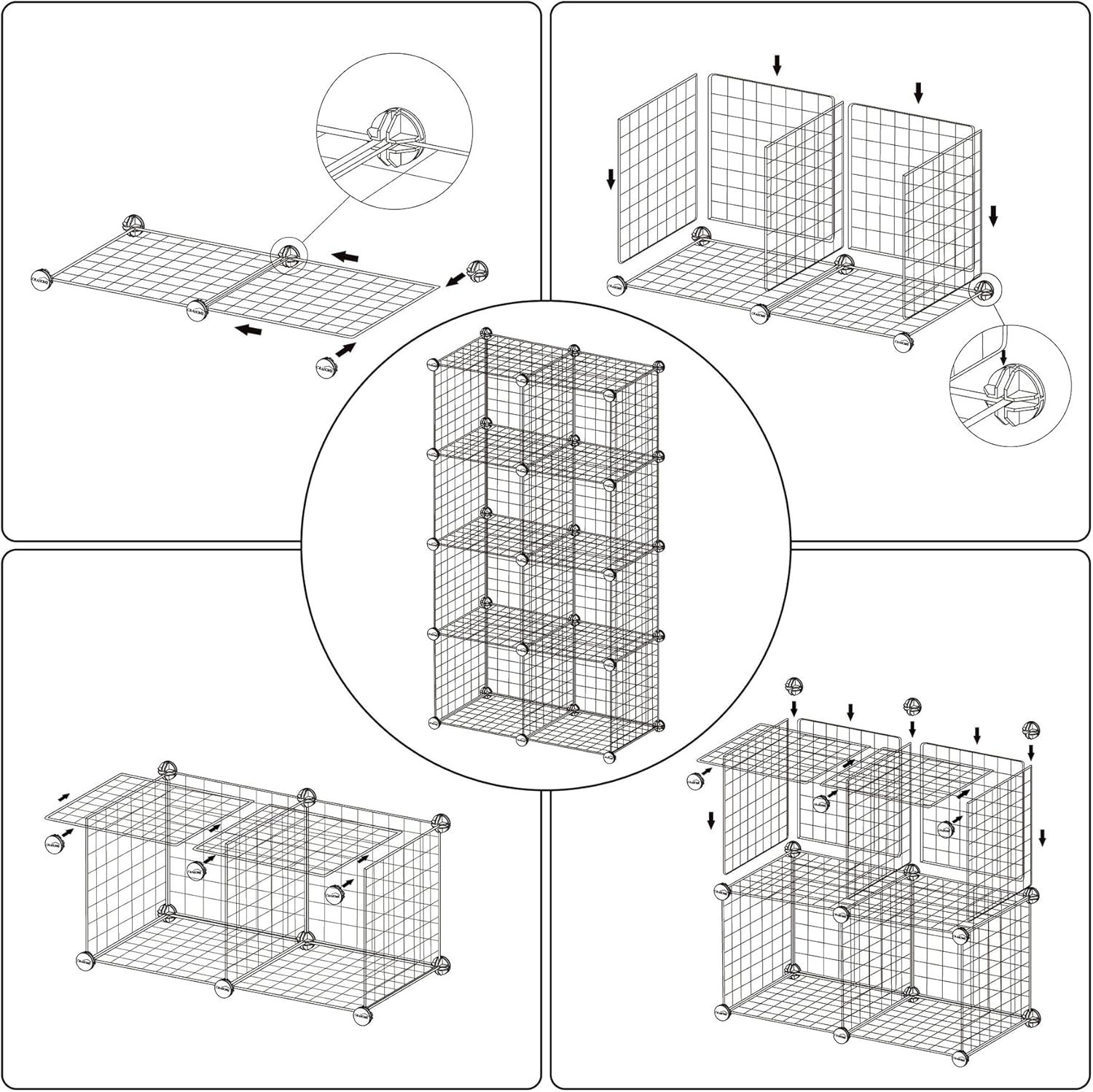 Stylish 8-Cube Wire Storage Organizer – Modern Metal Shelving Unit in Pink