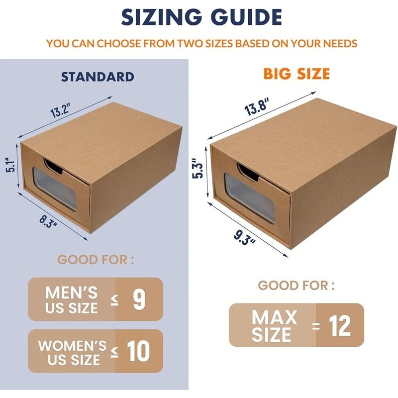 Stackable Shoe Storage Box Drawer Design Transparent Durable Cardboard Organizer